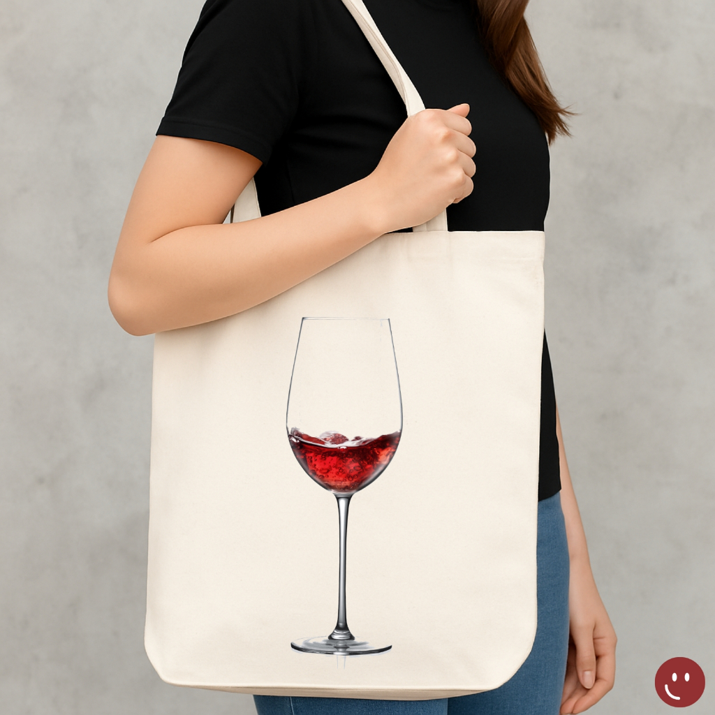 Ecobag Desenho Vinho Minimalista Bolsa de Algodão Totebag tamanho 30x40 Praia Bebida Verão Calor