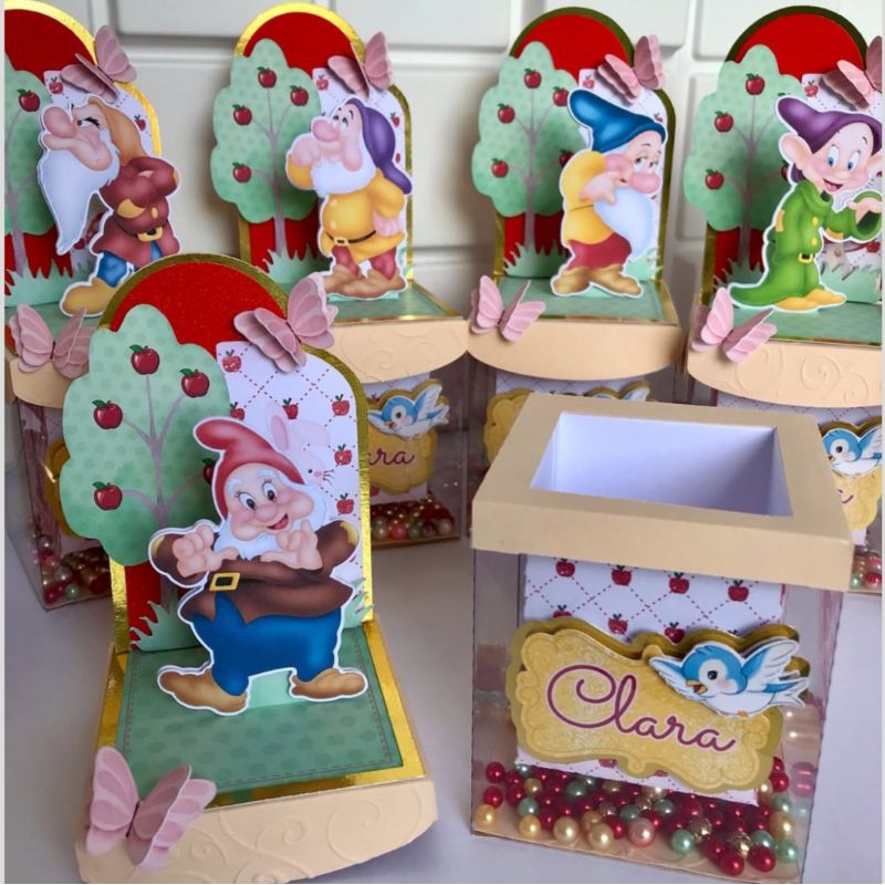 Caixa Cenário Luxo Sete anões - Branca de neve - lembrancinhas - personalizados - lembrança - kit festa - aniversário