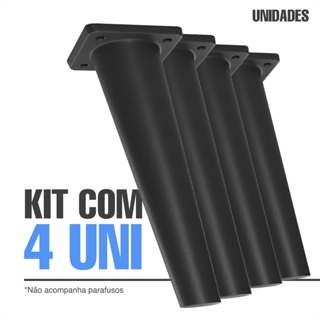 Kit com 04 Pés de Plástico Palito Retrô para móveis bancos Mesa de Cabeceira Preto em Oferta na Shopee