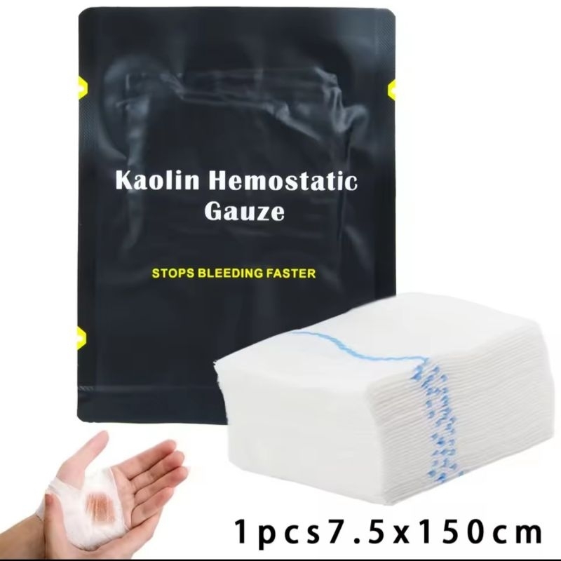 GAZE HEMOSTÁTICA KAOLIN - SELO DE TÓRAX - TORNIQUETE - GAZE EM Z - AGULHA DE DESCOMPRESSÃO - APH/IFAK