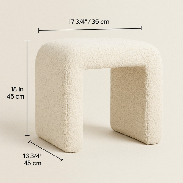 Puff Estofado Estilo Escandinavo | Banco Puff Luxo Tecido Boucle Envío Rápido