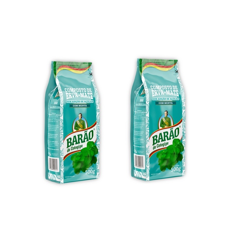 Kit 02 pcts Composto de erva mate com menta BARÃO 500g cada