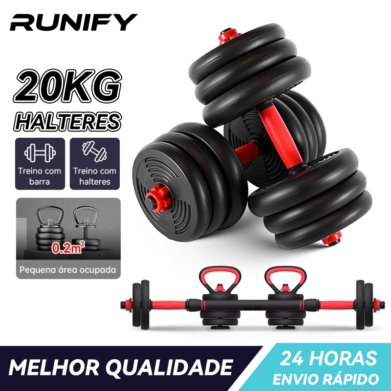 Brinde: munhequeira Kit Dumbbell Halter 20kg Ajustável Academia Musculação Para Braço Costa Peitoral Treino exercicio