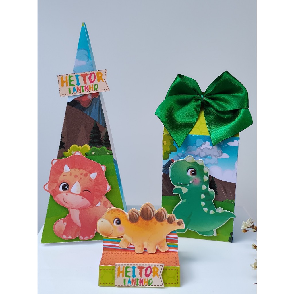 Kit Festa Infantil- Pegue e Monte- Caixinhas Personalizadas Dinossauro- Lembrancinhas- Aniversário
