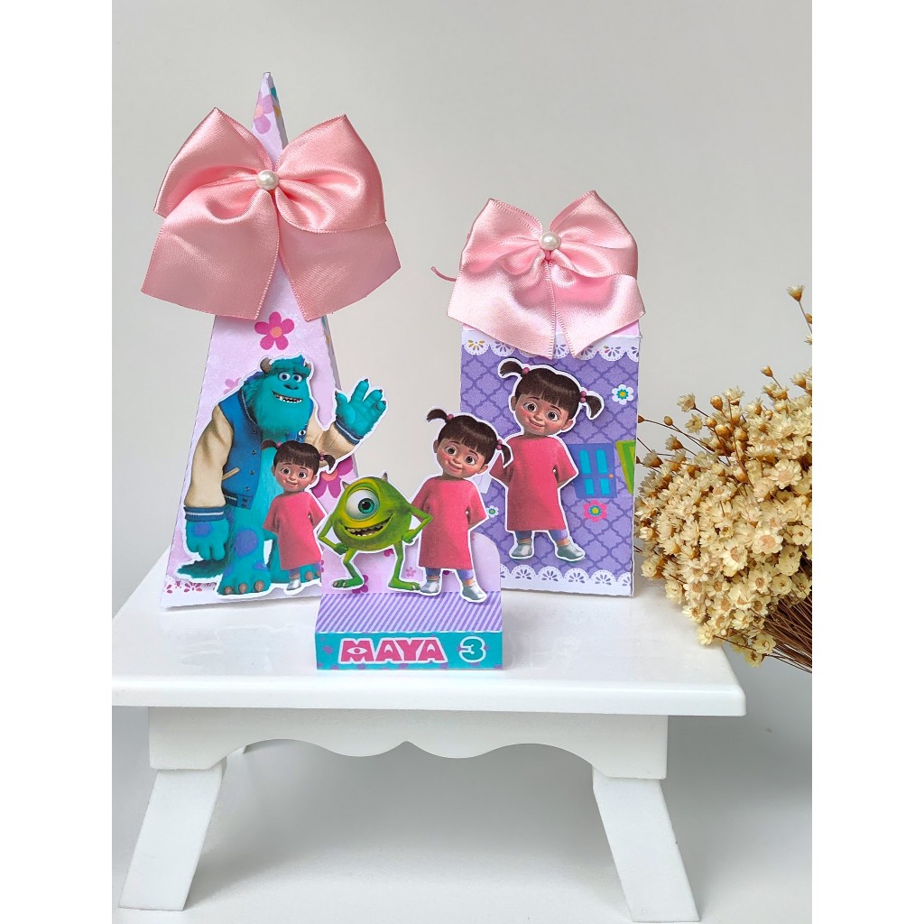 Kit Festa Infantil-Pegue e Monte- Caixinhas Personalizadas Monstros SA- Lembrancinhas- Aniversário