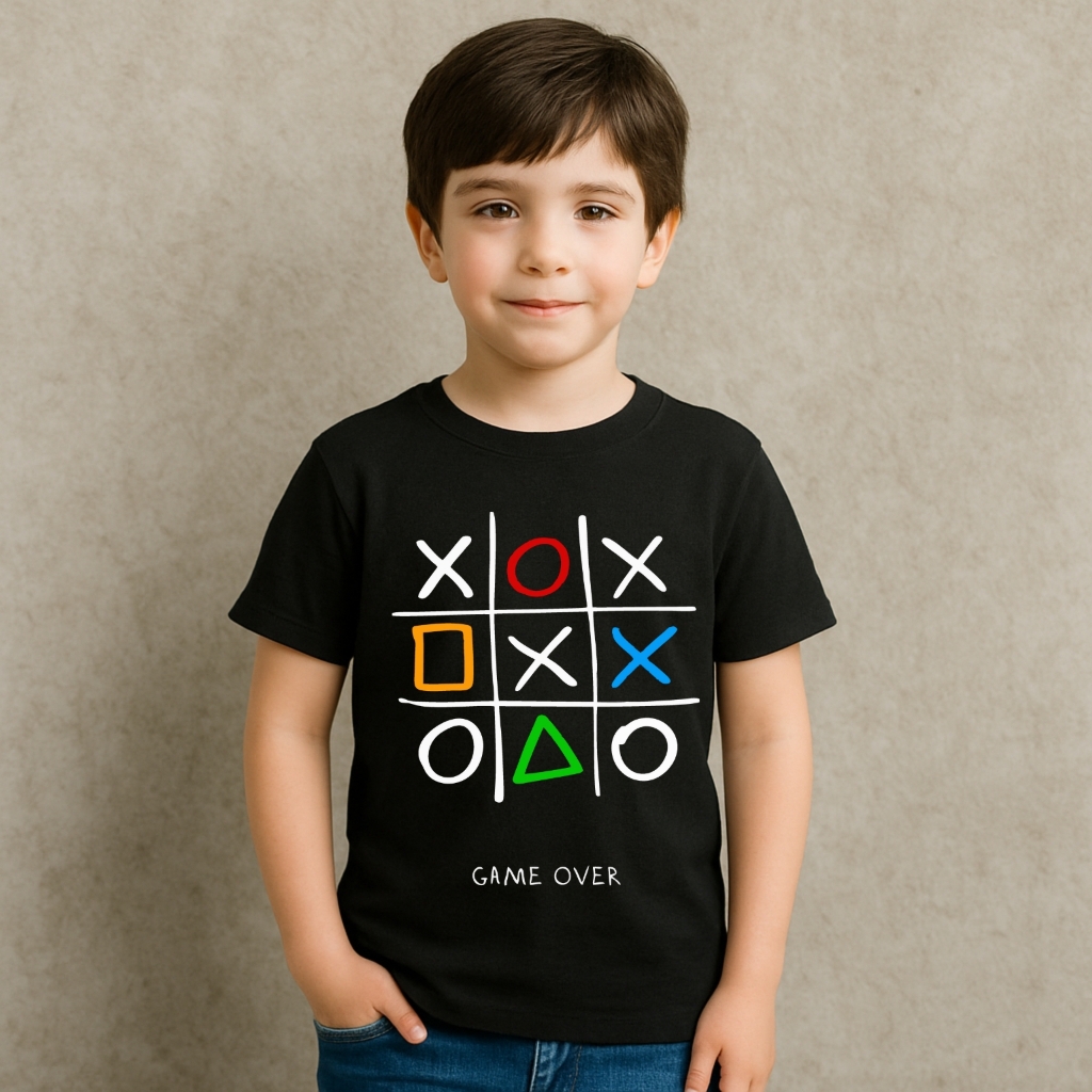 Camiseta Infantil/Juvenil Criança Menino Básica  Estampada Malha Algodão Premium - Game Over