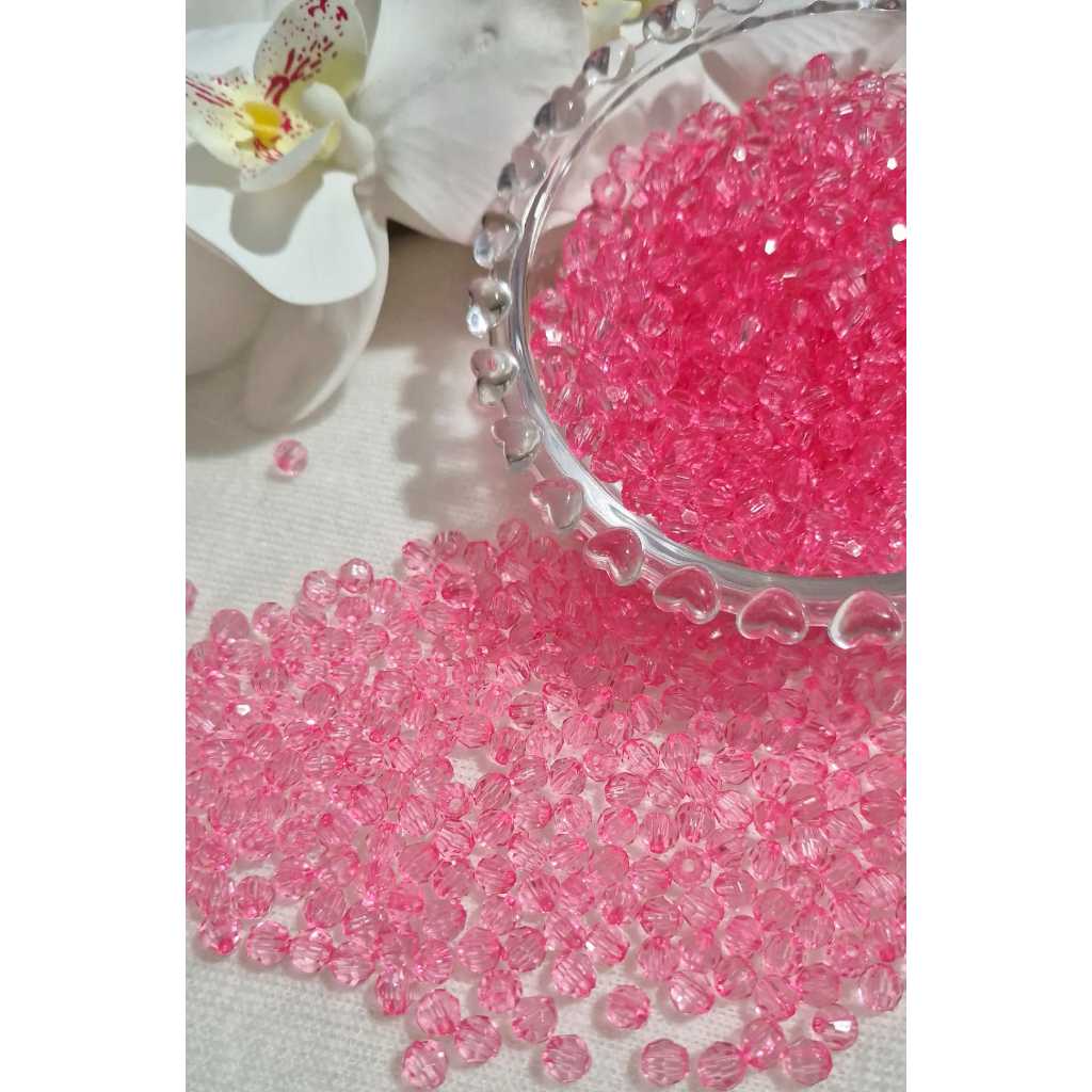 Miçanga Bola Sextavada 6mm de Cristal Acrílico Colorida