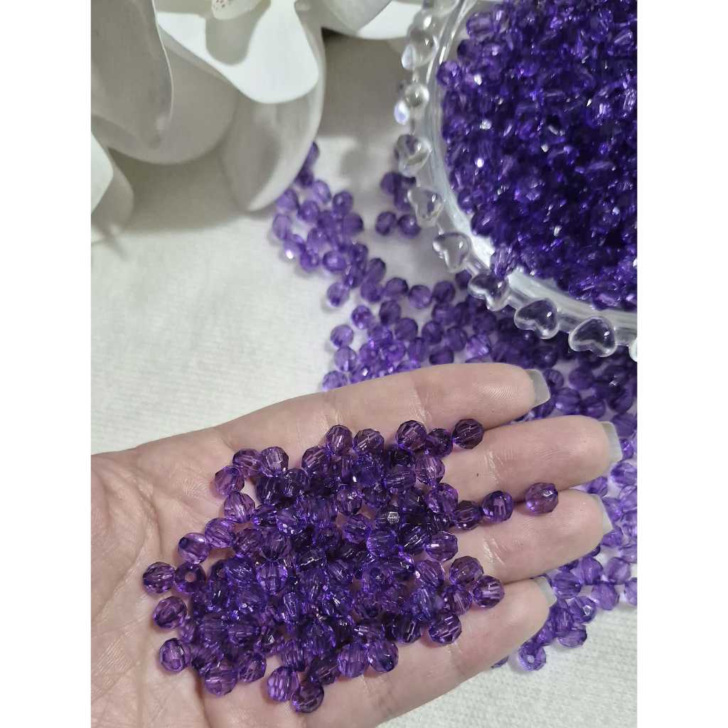 Miçanga Bola Sextavada 6mm de Cristal Acrílico Colorida - 200 unidades