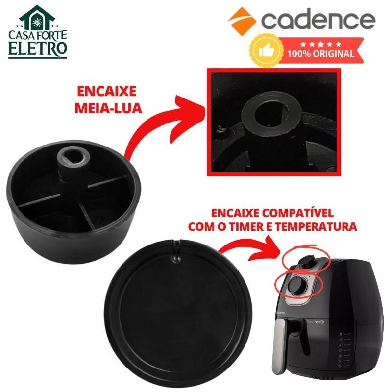 Botão Timer/Temperatura para Air Fryer Cadence - Compatível Vários Modelos
