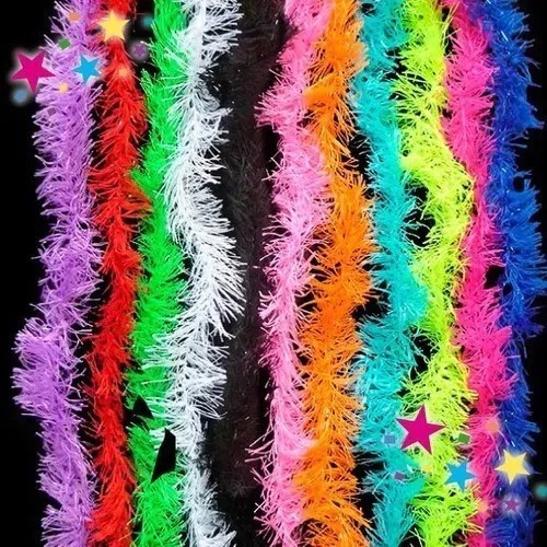 Kit 10 Marabus Plumas Festivo Colorido 1,5m Balada Neon Brilha na Luz Negra - OFERTA