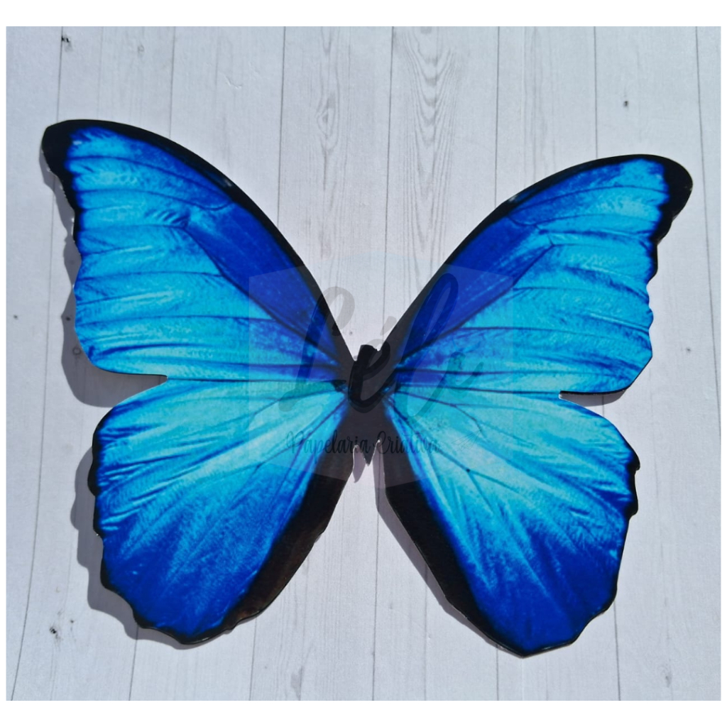 ENVIO RÁPIDO - Kit 12 Borboletas Grandes 15cm Azul escuro/Claro Papel Fotográfico Glossy 230g • Decoração Festa Painéis
