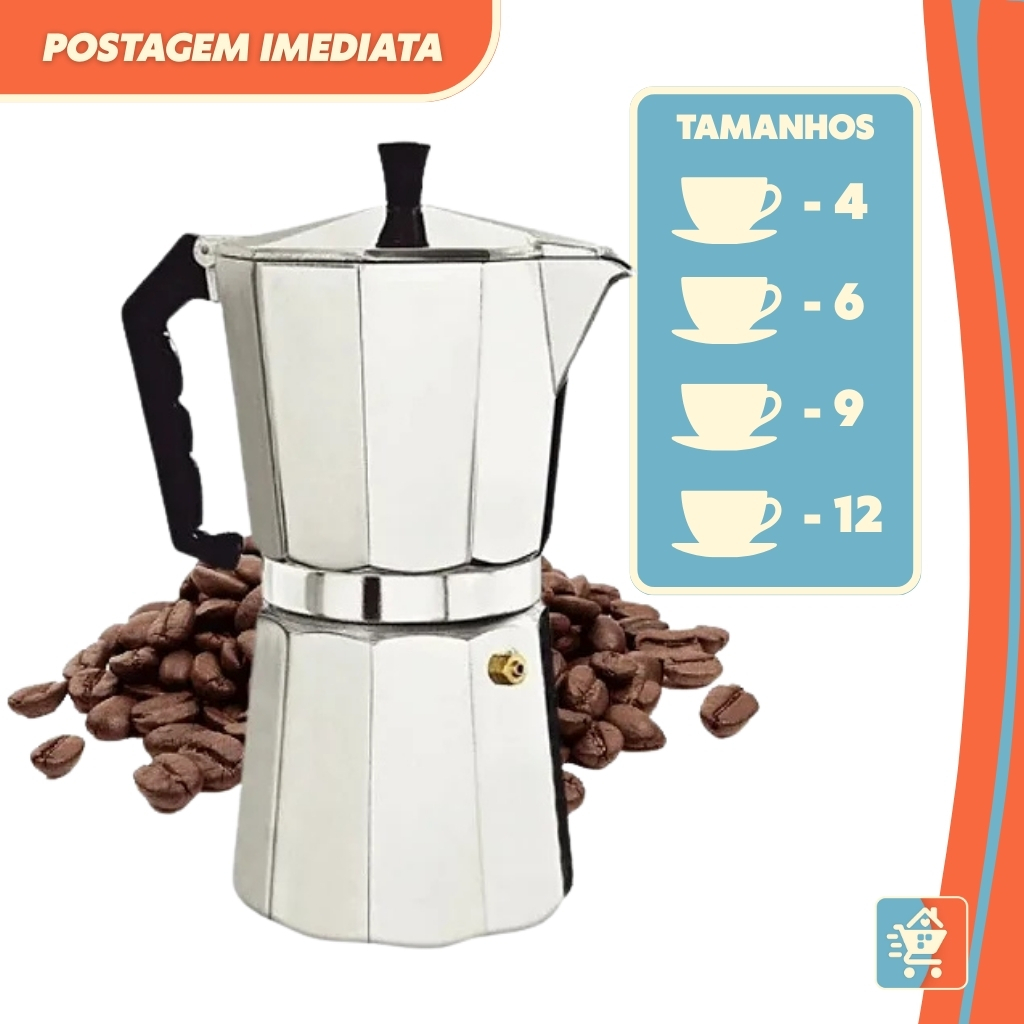 Imagem Cafeteira Italiana Moka Alumínio 12 Xícaras – Café Espresso Tradicional
