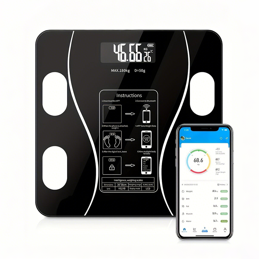 Balança Digital Vidro Quadrada Suporta 180k Corporal Alta Precisao