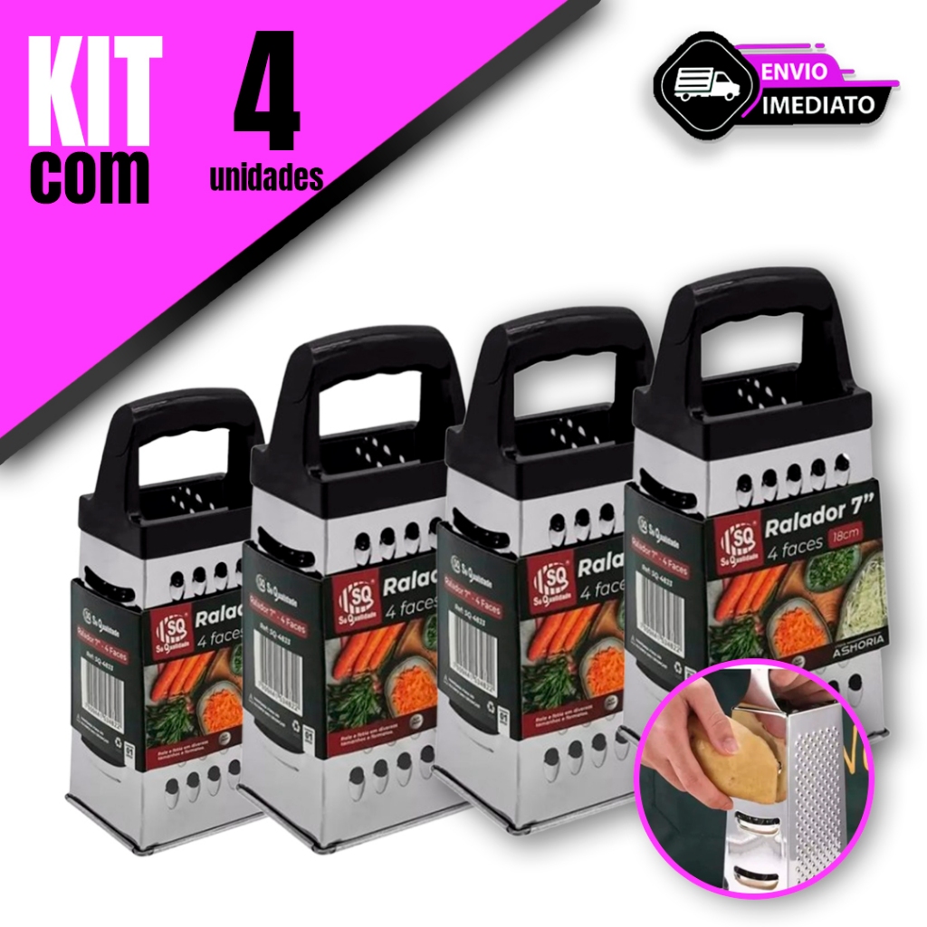 Ralador 4 Faces Aço Inox 🧀🥕 – Versátil e Prático para sua Cozinha!