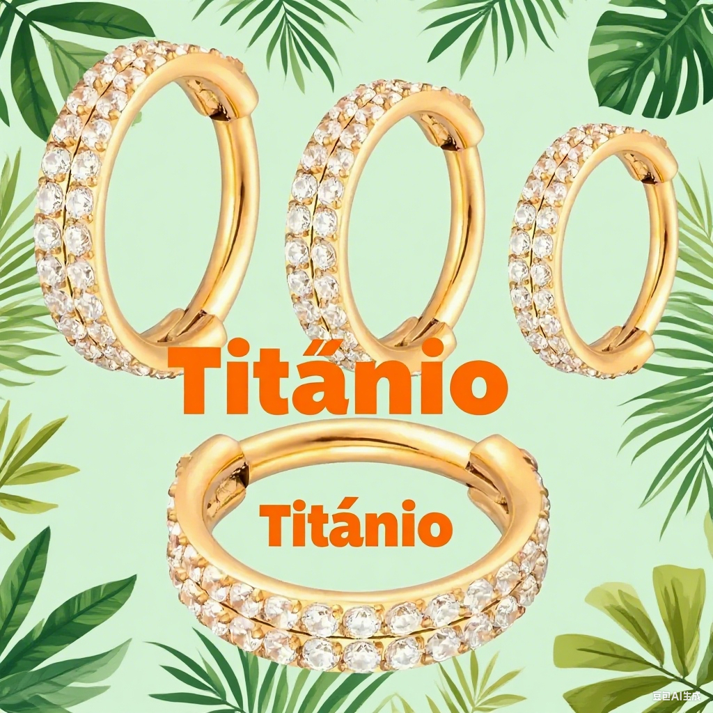 Piercing de Titânio para Cartilagem - Argola Dupla com Pedras