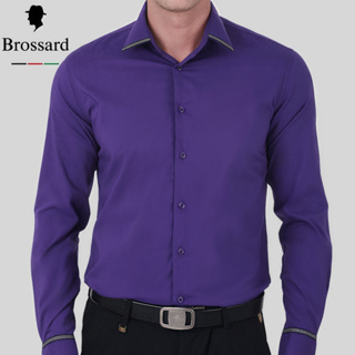 Brossard   Vestuário formal de negócios para homens, cores sólidas, gola listrada, em várias cores em Oferta na Shopee