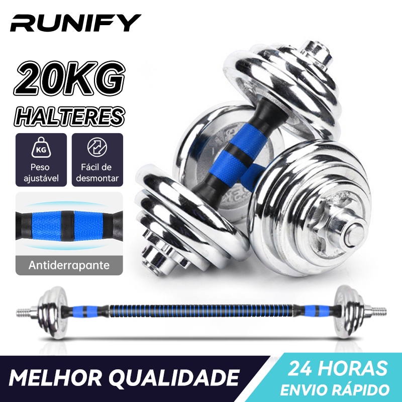 Kit Anilhas Halteres Barra Completo Na Maleta Dumbbell 20kg