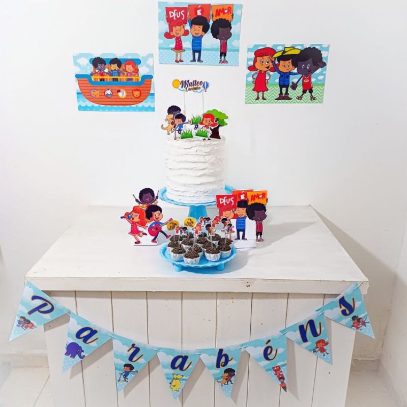 Kit Festa 3 Palavrinhas menino Personalizado Só Um Bolinho Festa em Casa Aniversário Infantil adulto Mesversário