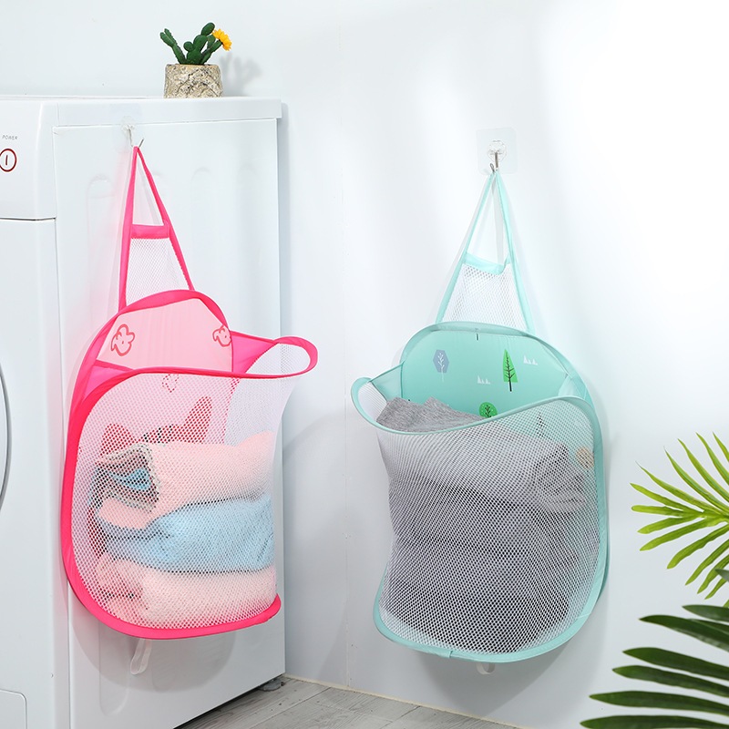 Cesto de roupa suja de parede para banheiro, cesto dobrável para roupas sujas, cesto para guardar brinquedos infantis