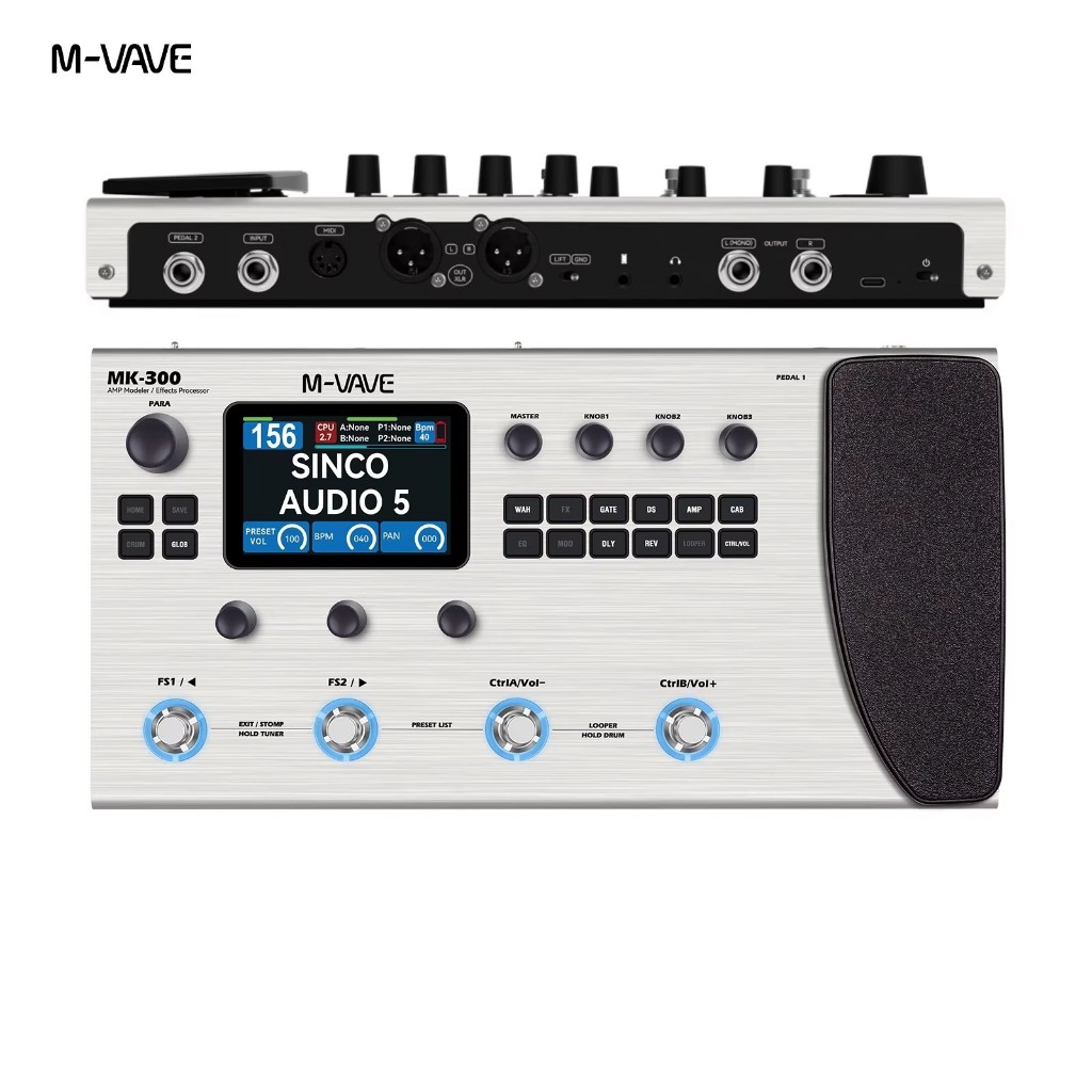 M-VAVE MK-300 Pedal de efeito multifuncional para guitarra/baixo | 300s Looper+128 Drum MIDI DAW | ANN Neural Modeling em Oferta na Shopee