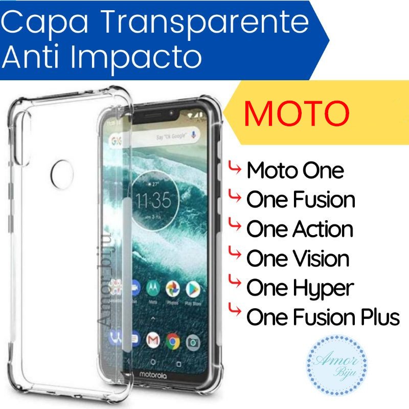 Capa Transparente TPU Anti Shock Para Motorola Moto One /One Fusion / One Action / One Vision, One Hyper / One Fusion Pl