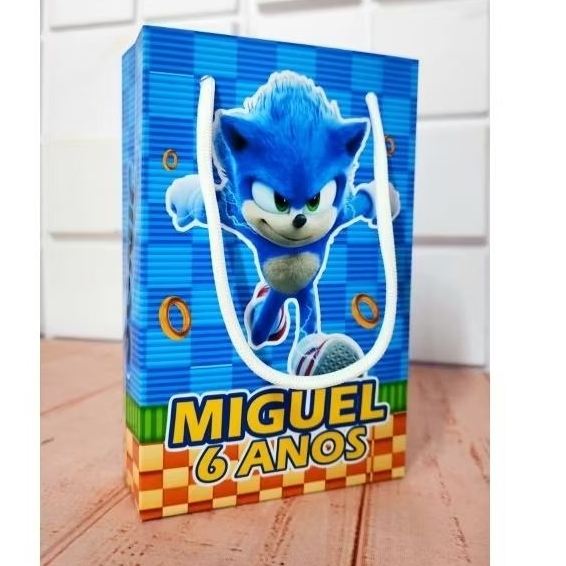 Sacolinha Surpresa Personalizada Lembrancinha de Aniversário Sonic Festa Infantil