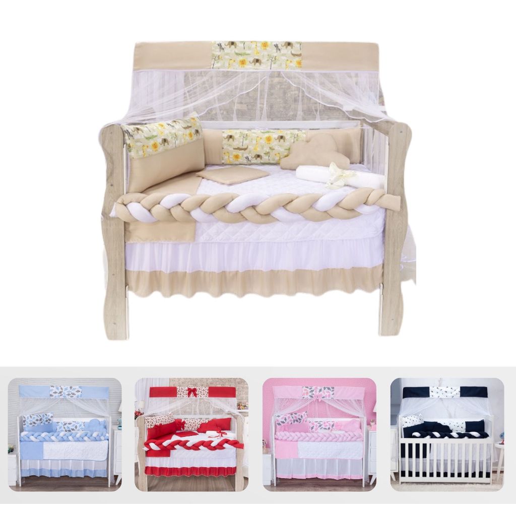 Kit Berço Trança 11 Peças Imperial Para Bebê Menina e Menino