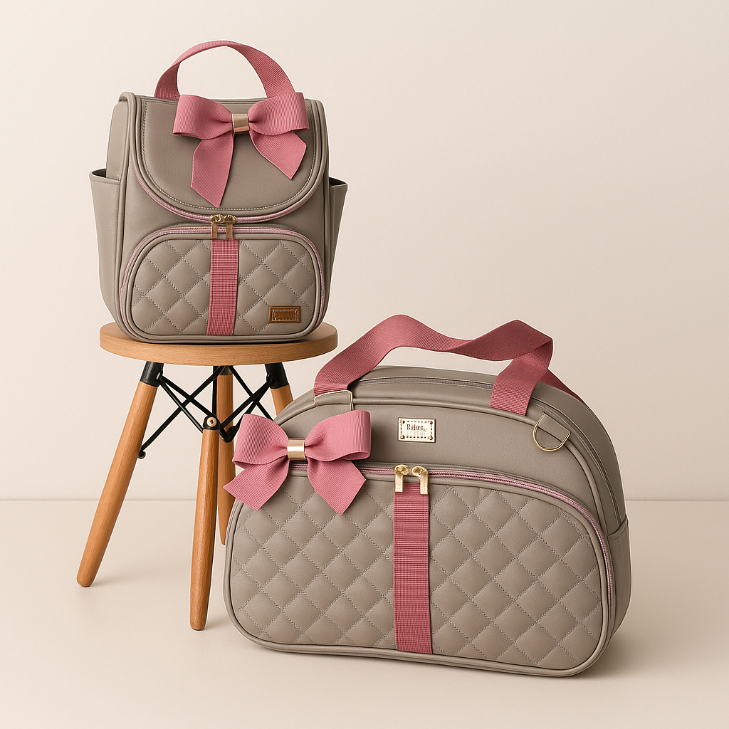 Bolsa Maternidade Menina Menino Kit 2 Peças Mala Bolsa Luxo Impermeável Ziper Alça Regulavel