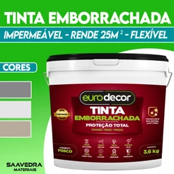 Tinta Emborrachada 3,6Kg Rende 25 m² Impermeabilizante Eurodecor Galão Várias Cores