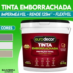 Tinta Emborrachada 18kg Impermeabilizante Rende 125m² Eurodecor Galão Várias Cores
