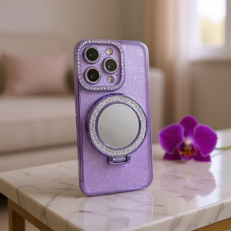 Capa Brilhante iPhone 15 Pro Roxa - Capinha Com Glitter