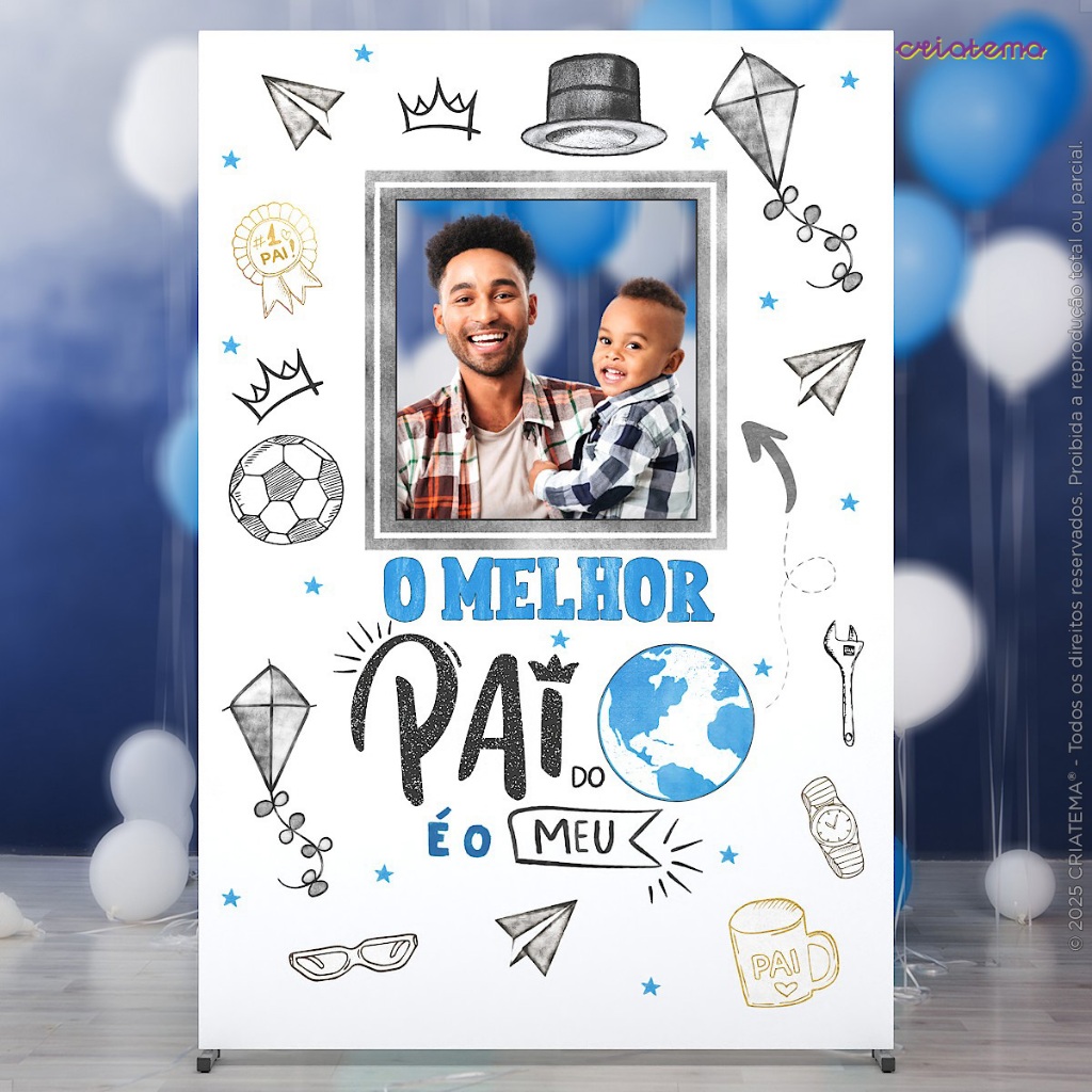 Painel Dia Dos Pais Retangular Vazado Interativo Sublimado Em Tecido 1,50x2,20 -