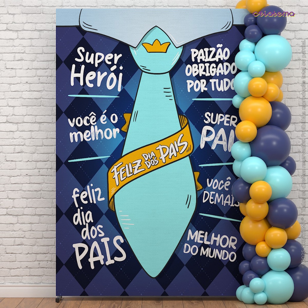 Painel Festa Dia dos Pais Retangular Vertical Decoração Lateral Sublimado Tecido 1,50x2,20- ANV-3083 em Oferta na Shopee