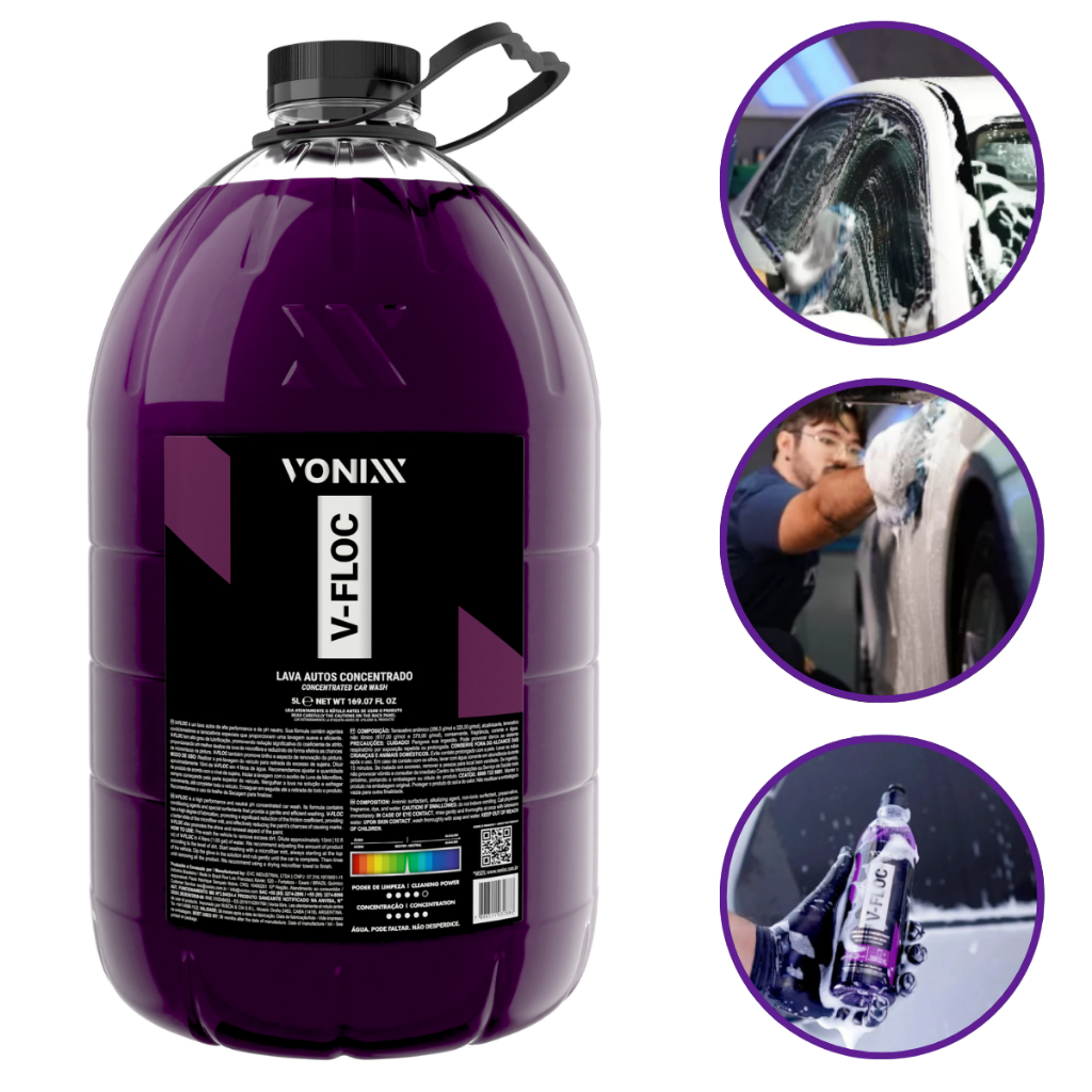 V-Floc 5 litros Vonixx Alta Lubrificação e Aroma Agradável Para Limpeza De Alto Rendimento e Segura em Oferta na Shopee
