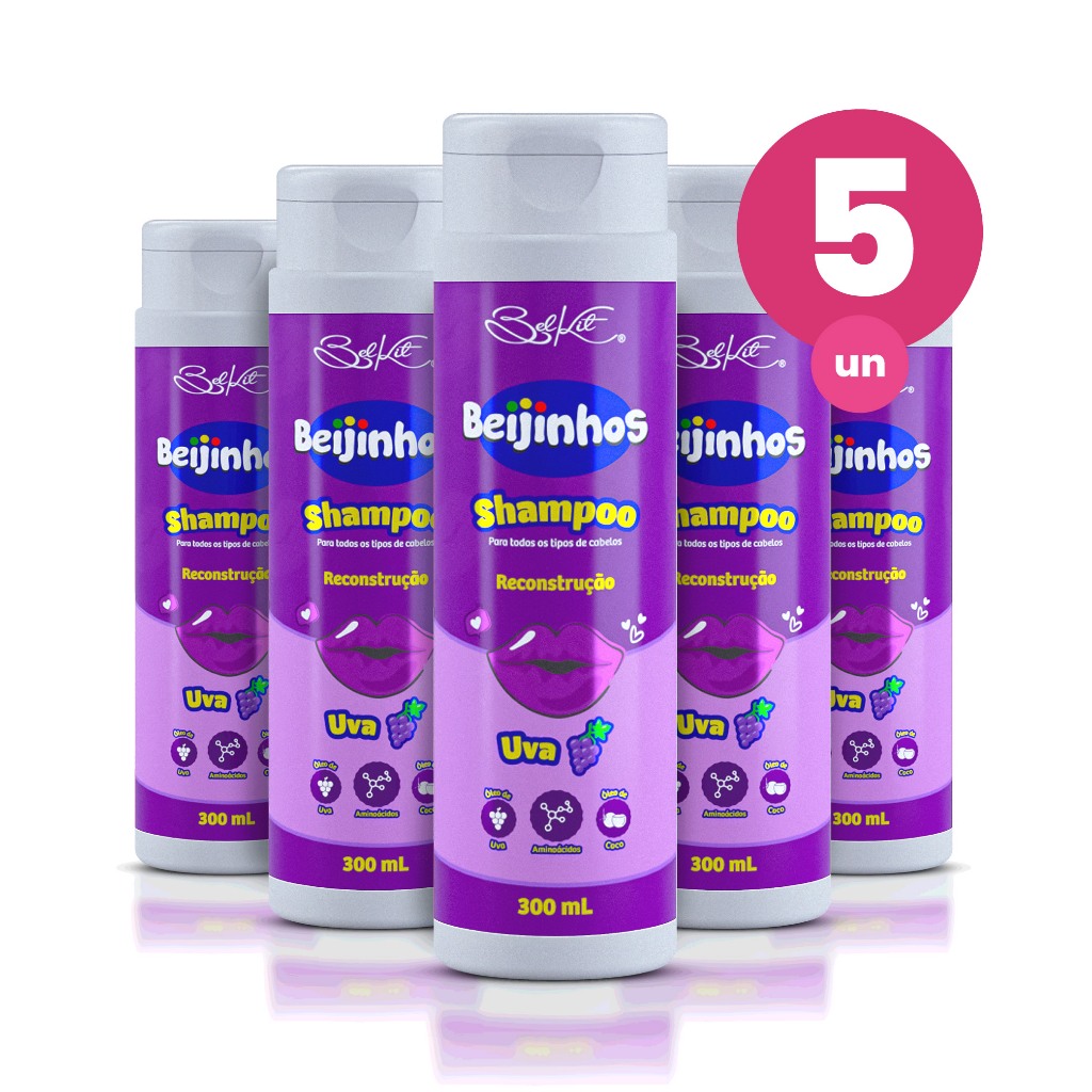 Kit 5 Shampoo Hidratante Beijinhos Uva 300ml Belkit em Oferta na Shopee