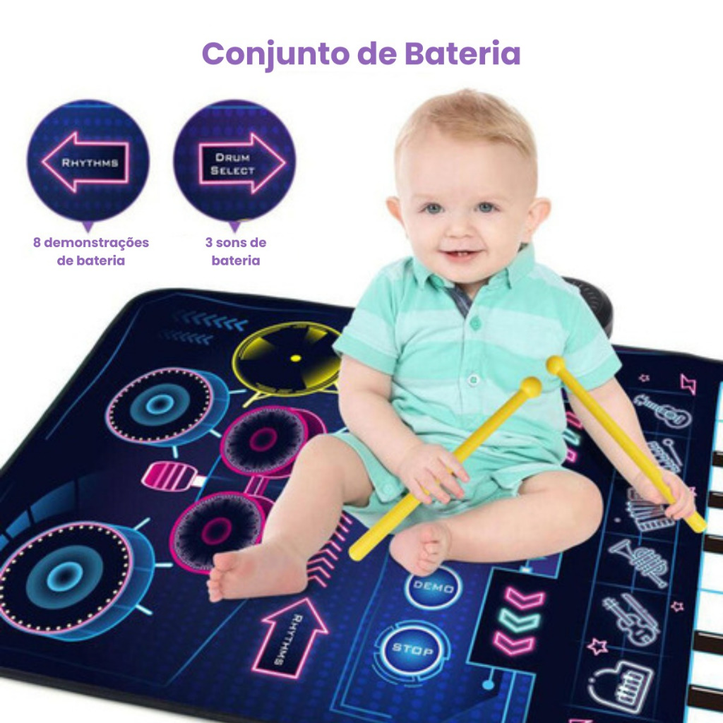 Tapete Musical Custom Kids Educativo Interativo Infantil Bebê diversos Sons seguro 80x35