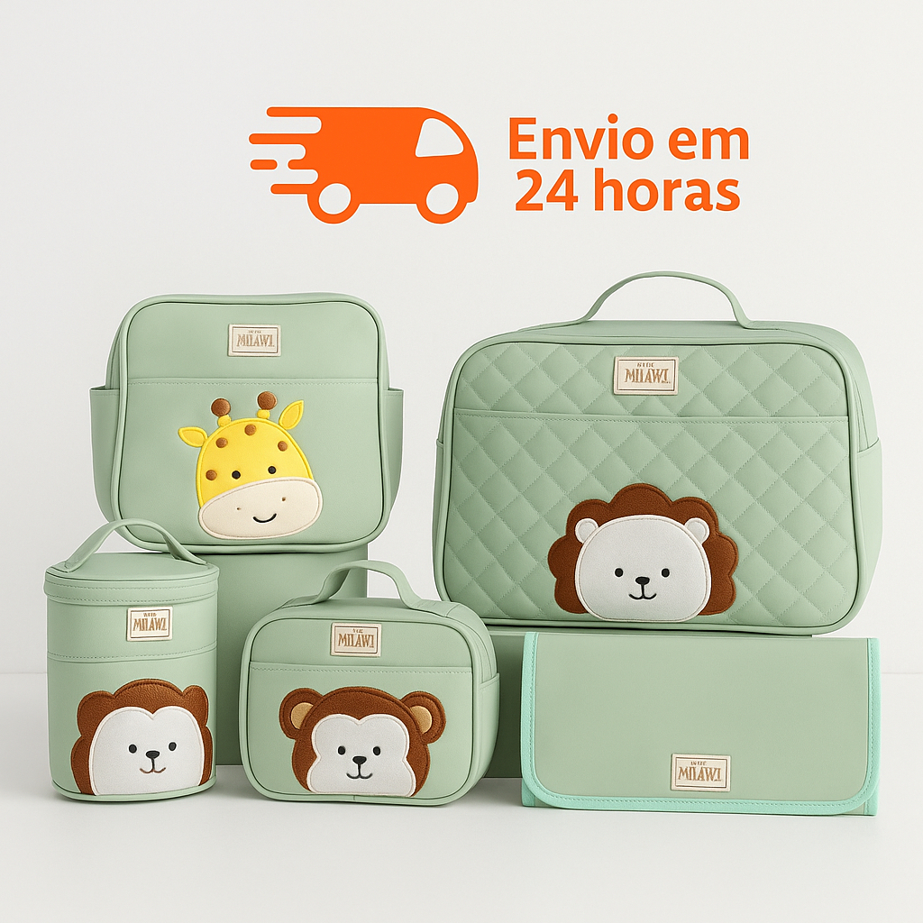 Bolsa Maternidade KIT SAFARI PREMIUM 5 PEÇAS