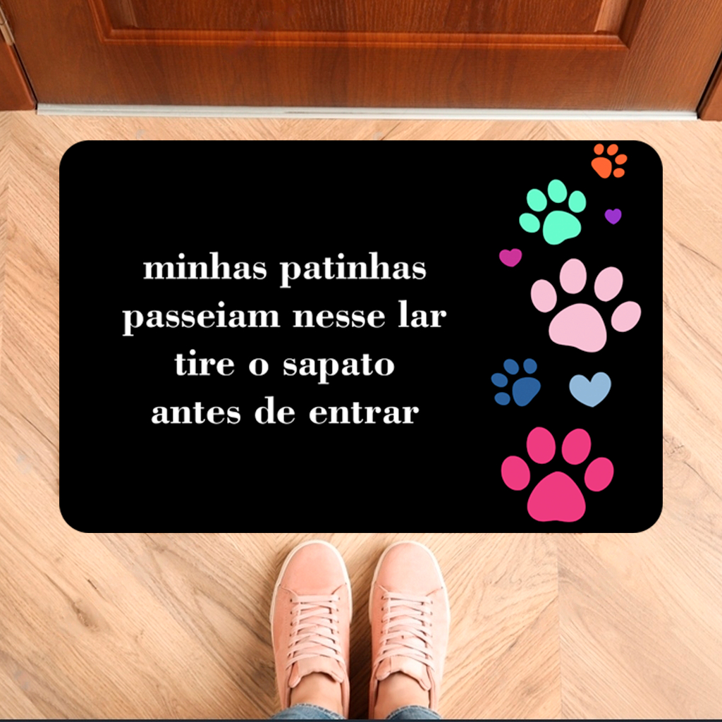 Tapete de Porta Para Entrada Antiderrapante Patinhas (tap 282)