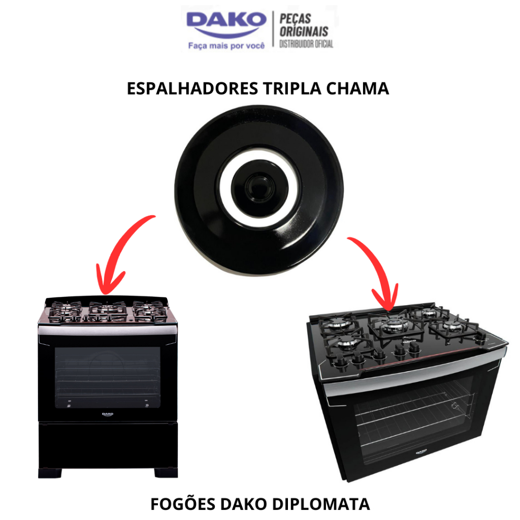 KIT ESPALHADORES TRIPLA CHAMA BOCA CENTRAL FOGÃO DAKO DIPLOMATA ORIGINAL ENVIO IMEDIATO FULL