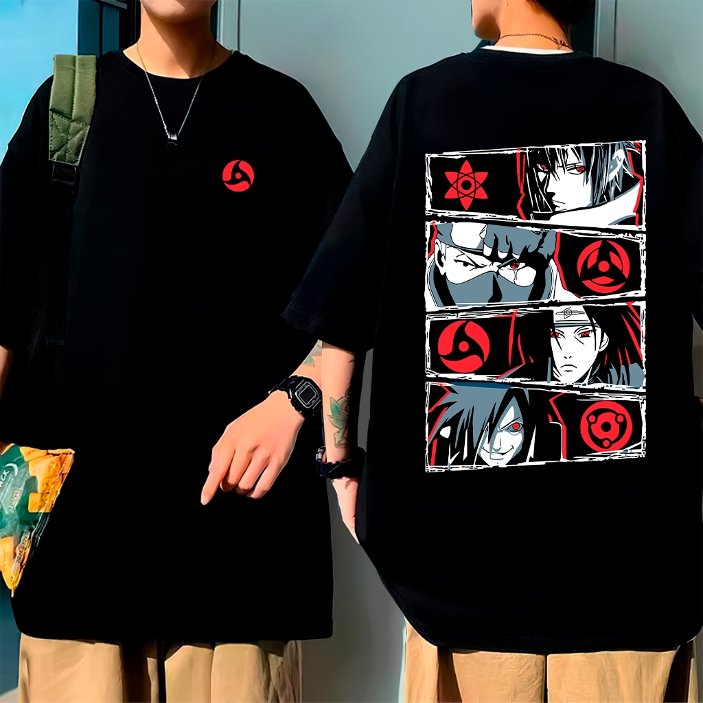 Camiseta Oversized Anime Estampada Uchiha Sharringan Naruto 100% Unissex Feminino Masculino em Oferta na Shopee