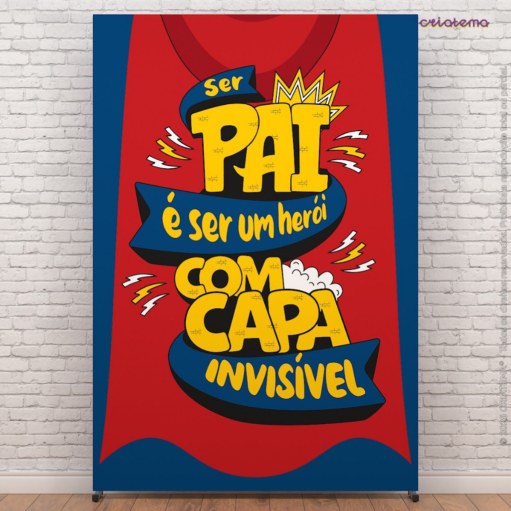 Painel Retangular Dia dos Pais Decorativo Super Pai Painel Sublimado em Tecido 1,50x2,20 - ANV-2745