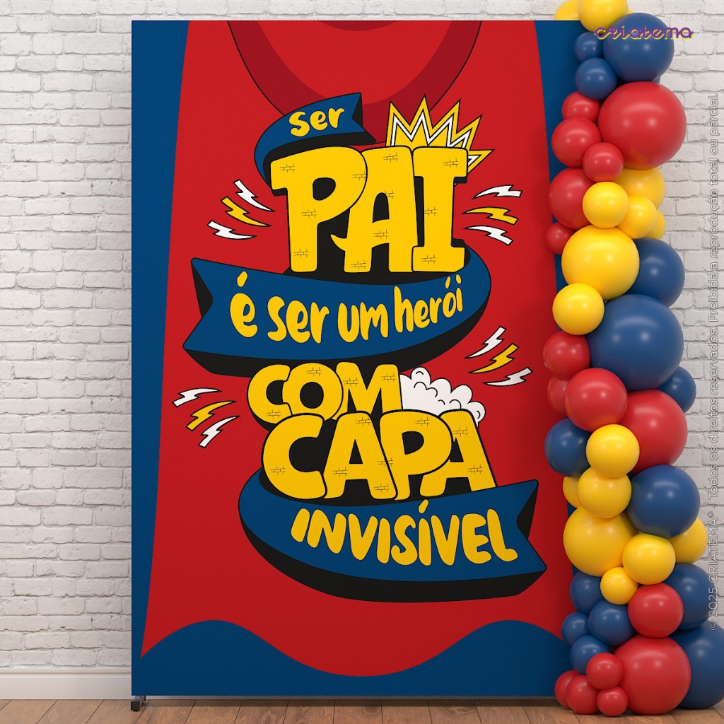 Painel Festa Retangular Dia dos Pais Vertical Sublimado Tecido 1,50x2,20 - ANV-2745 em Oferta na Shopee