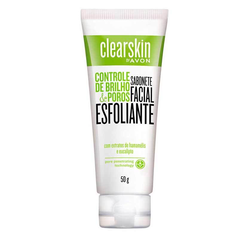 Sabonete Facial Esfoliante Avon Clearskin 50g - controle de brilho e poros