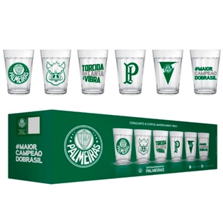 Conjunto 6 Copos Americano Palmeiras Licenciado Refrigerantes Cervejas 190ml Nadir em Oferta na Shopee