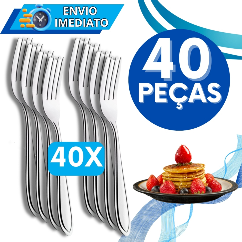 KIT Jogo 12/20/40 Unid Garfo Para Sobremesas Talher Aço Inox Luxo Reutilizável Faqueiro Para Casa Restaurante Buffet