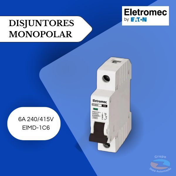 Mini Disjuntor Monopolar 6a 240/415v Elmd-1c6 Eletromec