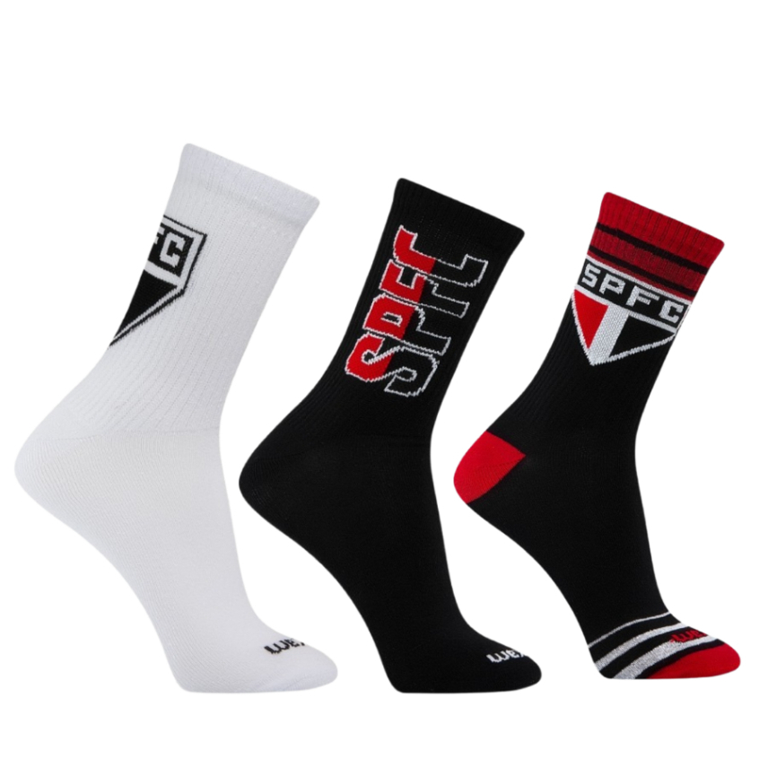 1 PAR DE MEIA CANO CURTO DO SÃO PAULO FUTEBOL CLUBE em Oferta na Shopee