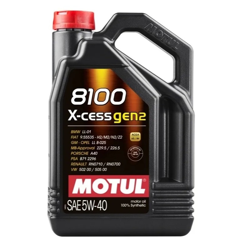 Óleo motor Motul 8100 sintético 5W-40 SINTÉTICO X-CESS GEN2 para carros picapes e suvs (4L)