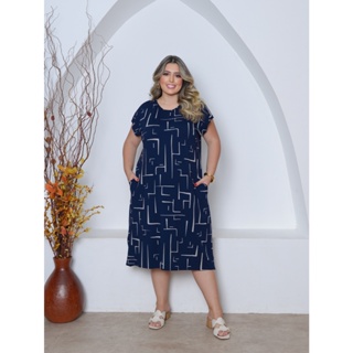 Vestido Estampado Malha Midi Plus Size em Oferta na Shopee