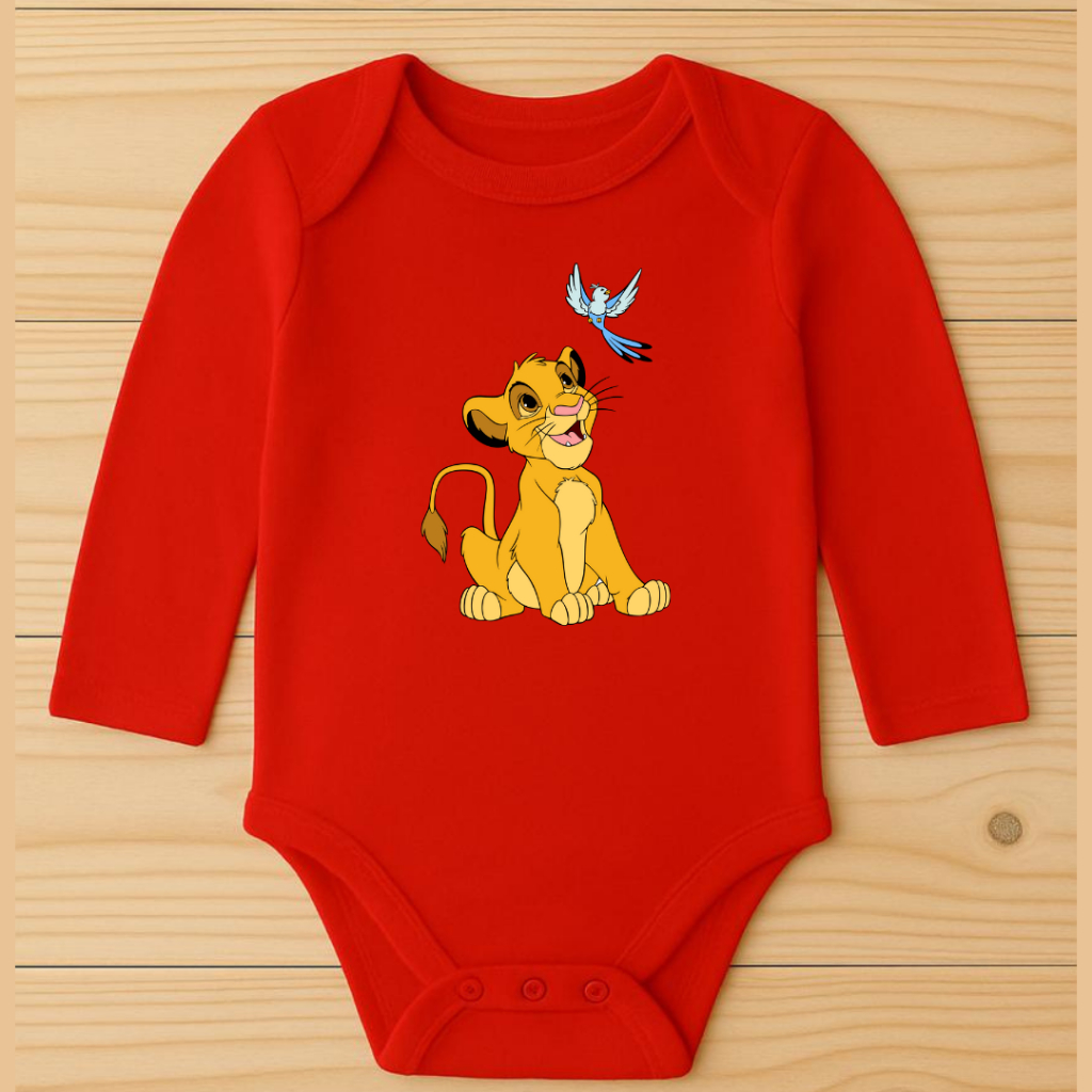 Body Bebe Infantil Personalizado Simba Rei Leão Manga Longa Algodão